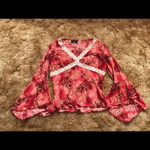 rue21 | red bell sleeve top